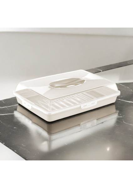 Dikdörtgen Kilitli Pasta Börek Tatlı Borcam Taşıma ve Saklama Kabı modelleri