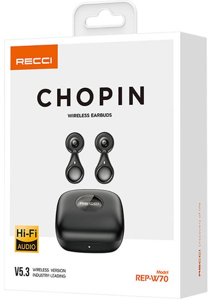 Kulak İçi Bluetooth Kulaklık REP-W70 Chopin Serisi Hi-Fi Ses Kaliteli V.5.3 Siyah