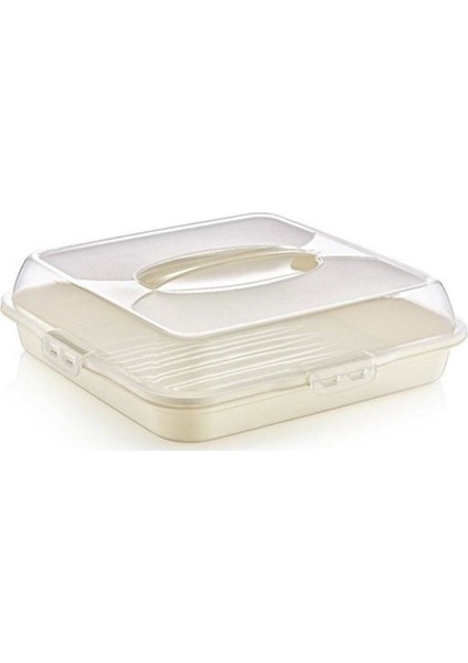 Kare Pasta Kek Saklama Kabı Kek Fanusu Kilitli Borcam Taşıma Kabı