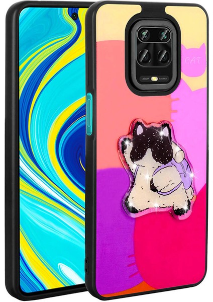 - Xiaomi Redmi Note 9 Pro - Kılıf Parlayan Kabartmalı İkonik Figürlü Amas Silikon Kapak - Mor - T31194