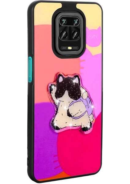 - Xiaomi Redmi Note 9 Pro - Kılıf Parlayan Kabartmalı İkonik Figürlü Amas Silikon Kapak - Pembe modelleri
