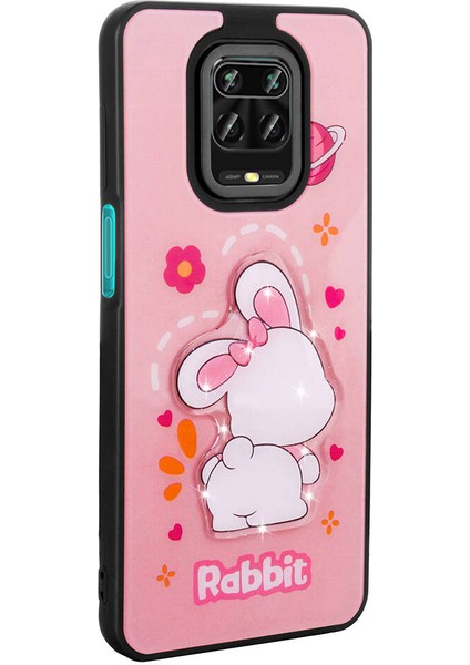 - Xiaomi Redmi Note 9 Pro - Kılıf Parlayan Kabartmalı İkonik Figürlü Amas Silikon Kapak - Pembe fırsatları