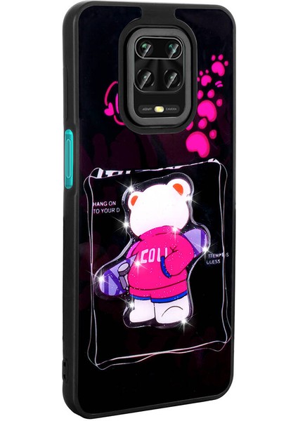 - Xiaomi Redmi Note 9 Pro - Kılıf Parlayan Kabartmalı İkonik Figürlü Amas Silikon Kapak - Pembe indirimleri