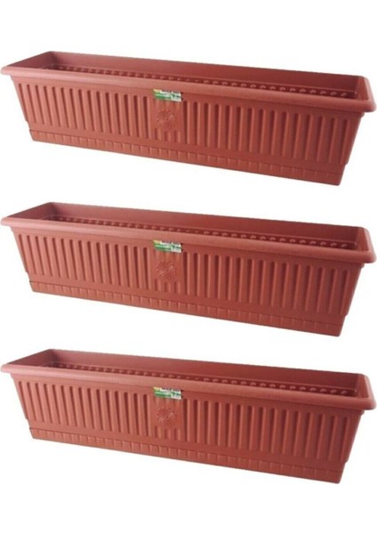 Bahçe Balkon Saksı (13 Lt) 70 Cm, 3 Adet Uzun Balkon Saksı, Hak Saksı