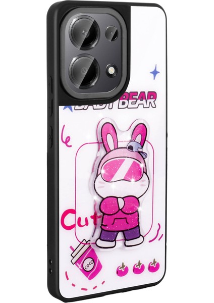 - Xiaomi Redmi Note 13 Pro 4G - Kılıf Parlayan Kabartmalı İkonik Figürlü Amas Silikon Kapak - Beyaz - T32063