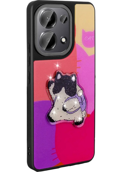 - Xiaomi Redmi Note 13 Pro 4G - Kılıf Parlayan Kabartmalı İkonik Figürlü Amas Silikon Kapak - Mor - T32063