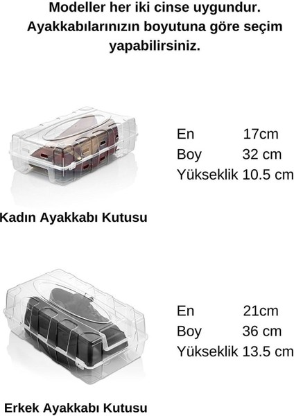 10'lu Şeffaf Erkek Ayakkabı Kutusu