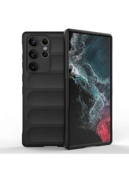 - Samsung Galaxy S23 Ultra - Kılıf Esnek TPU Oyuklu Arka Yüzey Tasarımlı Etnik Silikon Kapak - Siyah - T32597