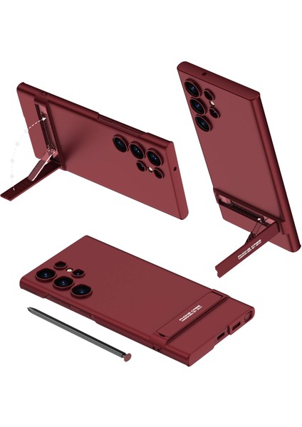 - Samsung Galaxy S24 Ultra - Kılıf Kamera Korumalı Dikey Standlı Ays Kapak - Mürdüm - T30081