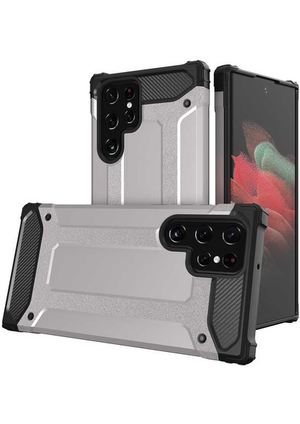 - Samsung Galaxy S22 Ultra - Kılıf Çift Katman Zırh Tank Crash Military Kapak - Gri - T20112 fiyatları
