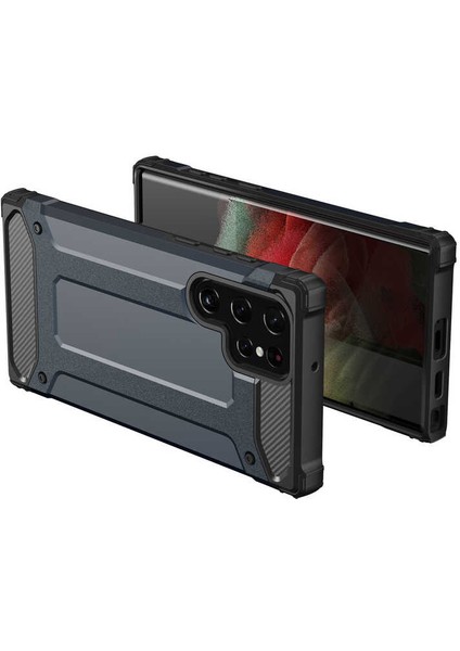 - Samsung Galaxy S22 Ultra - Kılıf Çift Katman Zırh Tank Crash Military Kapak - Gri - T20112 fırsatları