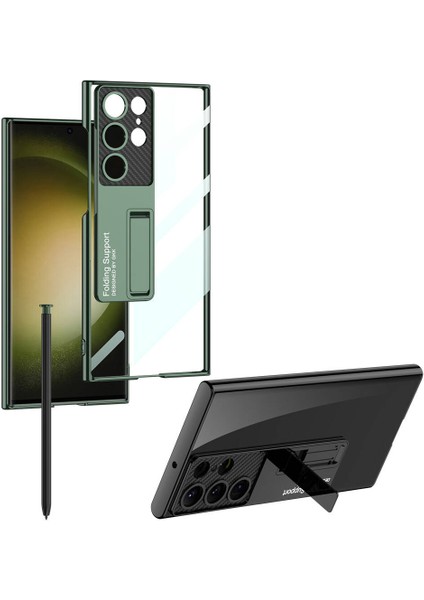 - Samsung Galaxy S24 Ultra - Kılıf Kamera Korumalı Şeffaf Tasarımlı Standlı Kapak - Gümüş fırsatları