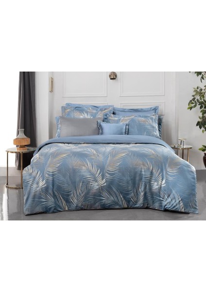 Saturn Jakarlı Nevresim Takımı King Size , .mavi