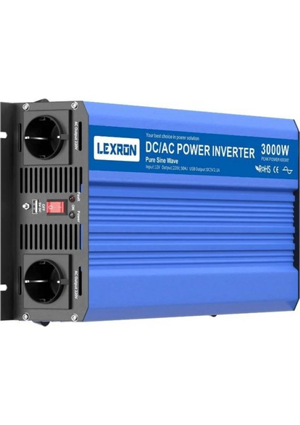 12V Volt-3000W Watt Tam Sinus Inverter (220V Çevirici)