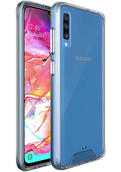 Samsung Galaxy A70 Kılıf Şeffaf Sert Koruyucu Gard Silikon