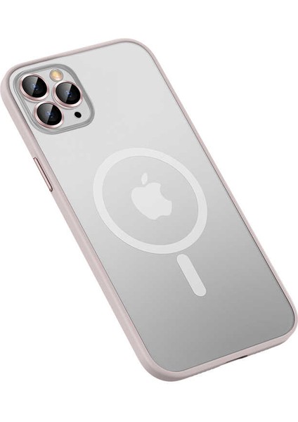 Apple iPhone 11 Pro Kılıf Kablosuz Şarj Destekli Magsafe Mokka Kapak Rose Gold