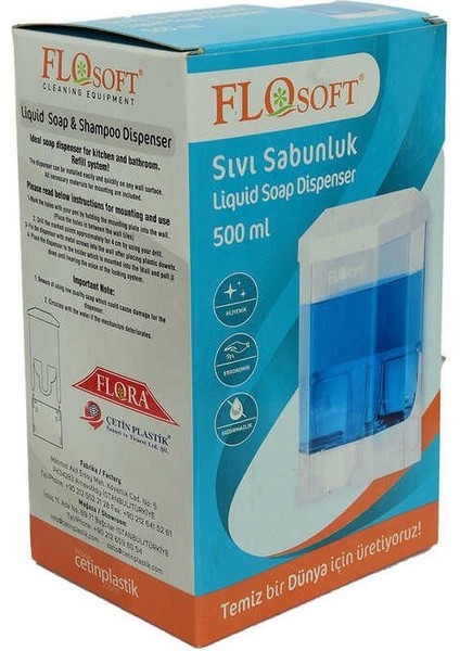 Sıvı Sabunluk ve Şampuan Makinası Şeffaf Renk 500 ml Hacimli