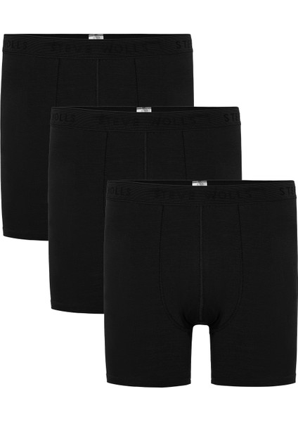 Erkek Siyah 3’lü Uzun Paça Bambu Boxer - 25201