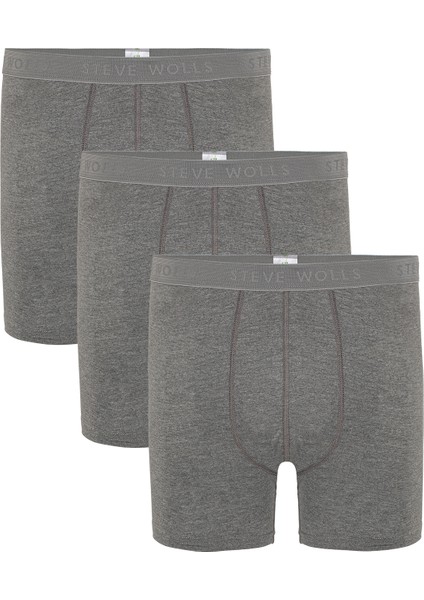 Erkek Gri 3’lü Uzun Paça Bambu Boxer - 25201