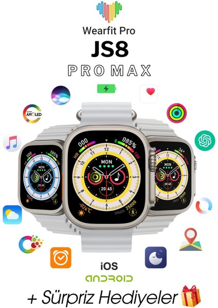 Js8 Pro Max Akıllı Saat 49MM Amoled Ekran Akıllı Kol Saati