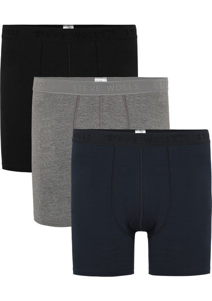 Erkek Renkli 3’lü Uzun Paça Bambu Boxer - 25202
