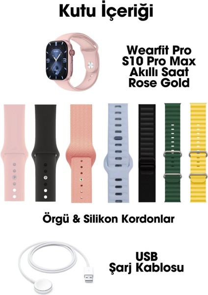 Wearfit Pro S10 Pro Max Akıllı Saat  7 Kordonlu  45MM Miniled Ekran Akıllı Kol Saati