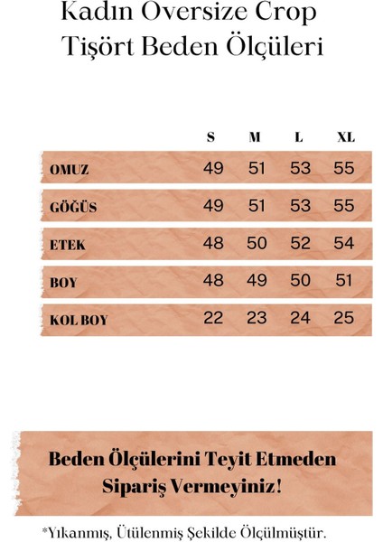 Krem Bisiklet Yaka Crop Top Oversize Kadın Basic Tişört