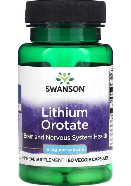 , Lithium Orotate (Lityum Orotat), 5 Mg, 60 Veggie Capsules