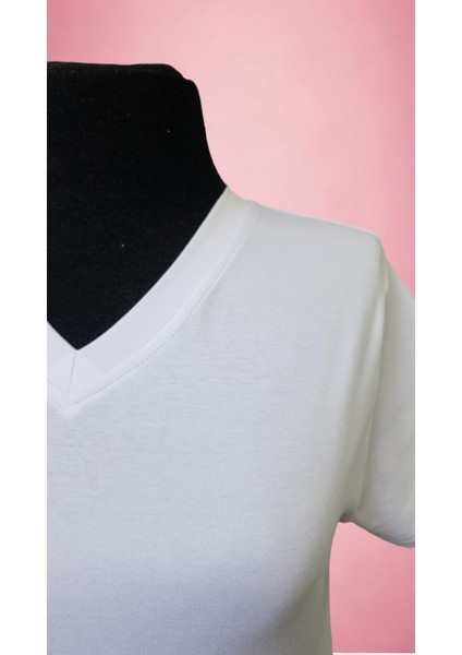 Kadın V Yaka Dar Kalıp Basic Tişört fiyatları