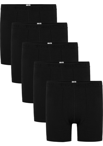 Erkek Siyah 5’li Uzun Paça Bambu Boxer - 25203 (BUS100)