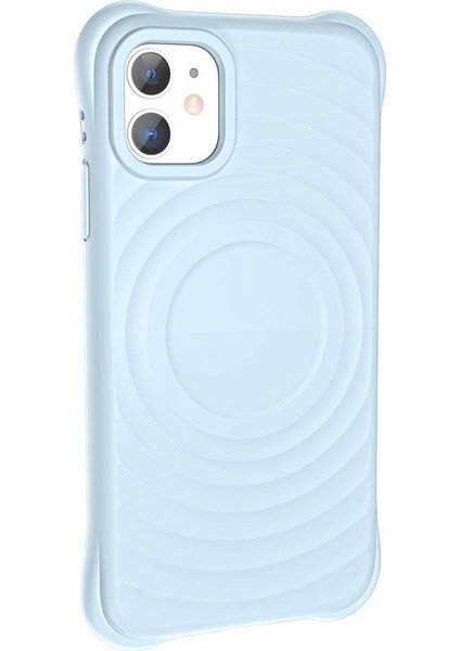 Apple iPhone 11 - Kılıf Magsafe Şarj Özellikli Airbagli Mat Görünümlü Hepi Kapak - Mavi Açık