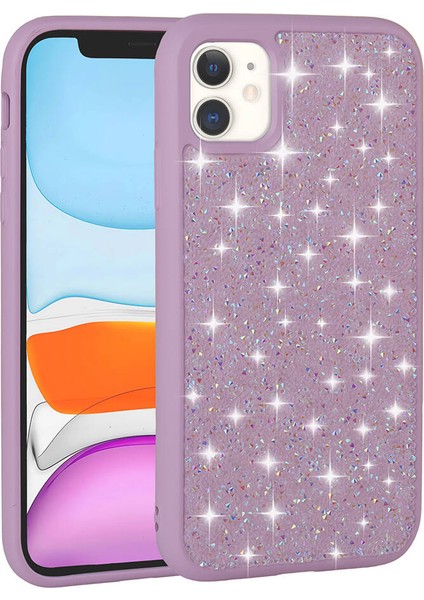 - Apple iPhone 11 - Kılıf Parlak Taşlı Tasarım Pırlanta Kapak - Pembe - T30652