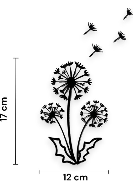 Siyah Dandelion (Karahindiba) Duvar Dekoru – Uçuşan Tüylerle Modern Ahşap Tasarım, Doğal Ve Zarif Sanat, Ofis, Büro, Yatak Odası, Oturma Odası,Ev Dekorasyonu