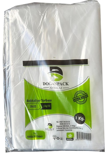 Şeffaf Naylon 5'lik 30 x 52 cm Bakkaliye Poşeti Torbası - 5 Kg. - Ort. 425 Adet - 5 Paket