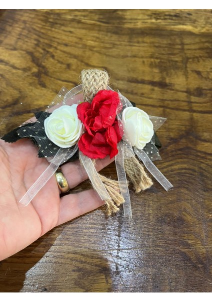 Hasır Çiçekli Tasarım Kadın Broş Giyim Türban Aksesuarı 14X5 cm fiyatları