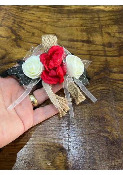 Hasır Çiçekli Tasarım Kadın Broş Giyim Türban Aksesuarı 14X5 cm modelleri
