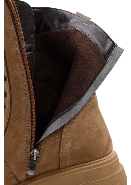 Kadın Camel Fermuarlı Nubuk Deri Postal 24WFD1855V3