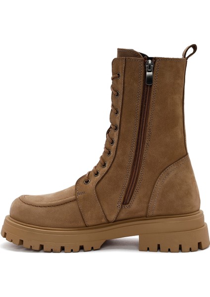 Kadın Camel Fermuarlı Nubuk Deri Postal 24WFD1855V3
