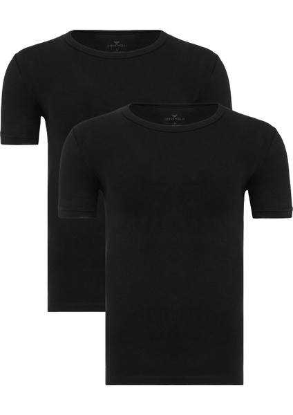 Erkek Siyah 2’li Yuvarlak Yaka Bambu T-Shirt - 33501