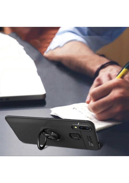 - Samsung Galaxy A10S - Kılıf Yüzüklü Karbon Ravel Silikon Kapak - Siyah-Rose Gold - T10001 indirimleri