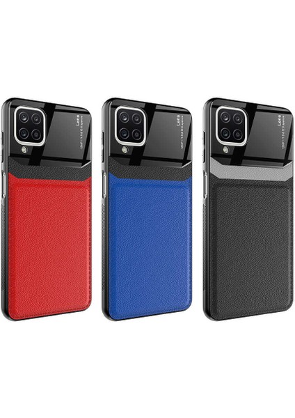 - Samsung Galaxy A12 - Kılıf Deri Görünümlü Parlak Mika Tasarımlı Emiks Kapak - Kırmızı - T17590 modelleri