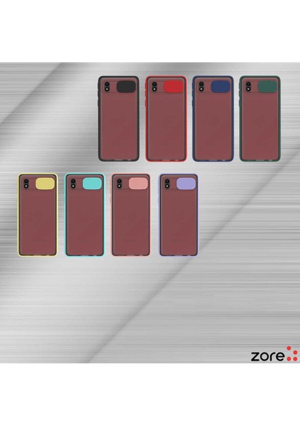 - Samsung Galaxy A01 Core - Kılıf Slayt Sürgülü Arkası Buzlu Lensi Kapak - Sarı - T16854 modelleri