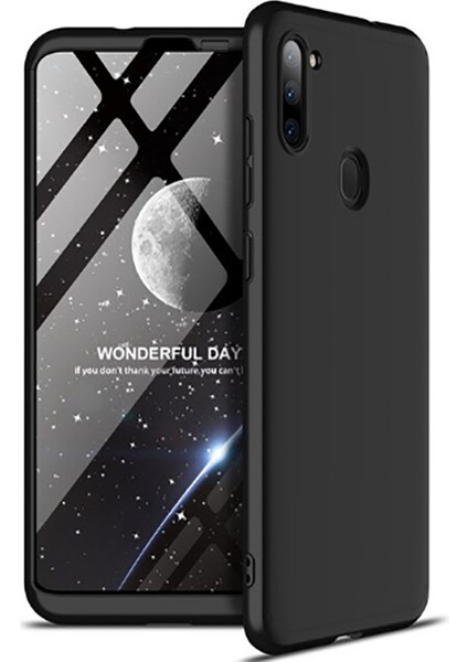 - Samsung Galaxy A11 - Kılıf Parmak izi Yapmayan 3 Parça Ays Kapak - Siyah - T14156