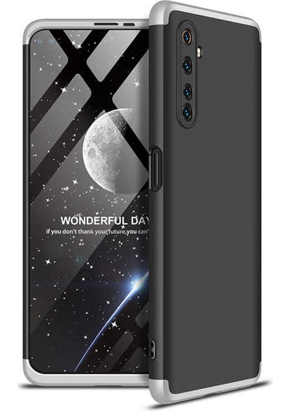 - Realme 6 - Kılıf Parmak izi Yapmayan 3 Parça Ays Kapak - Siyah-Gri - T13927