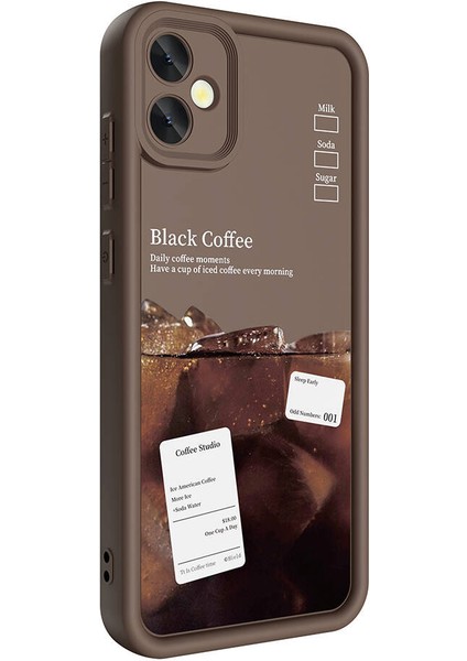 - Samsung Galaxy A05 - Kılıf Kamera Korumalı Baskılı Arka Yüzey Klas Kapak - Koyu Kahve - T32275