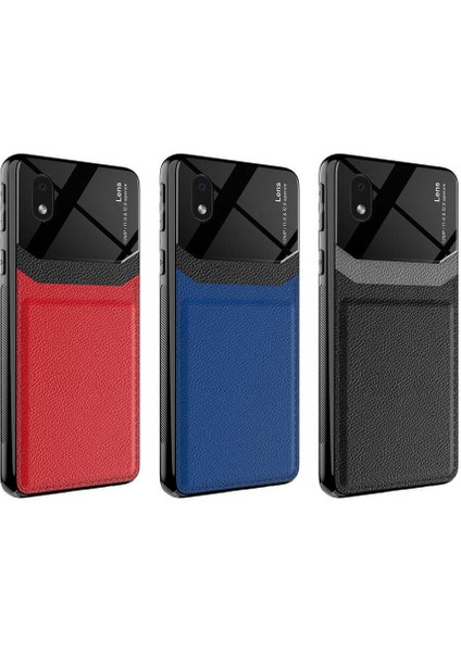 - Samsung Galaxy A01 Core - Kılıf Deri Görünümlü Parlak Mika Tasarımlı Emiks Kapak - Siyah - T17597 modelleri