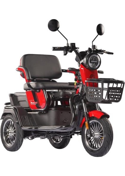 Fayton Fx08 Kırmızı Elektrikli Motosiklet 60V 24Ah 250 kg Taşıma Kapasitesi 3 Tekerlekli
