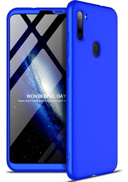 - Samsung Galaxy A11 - Kılıf Parmak izi Yapmayan 3 Parça Ays Kapak - Mavi - T14156