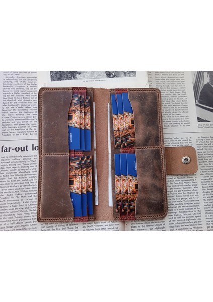 Kesimden Dikime Tamamen El Emeği Gerçek Deri Cüzdan 12 Kart 2 Banknot Alanı (19.4cm*8,5cm) 21C1 modelleri