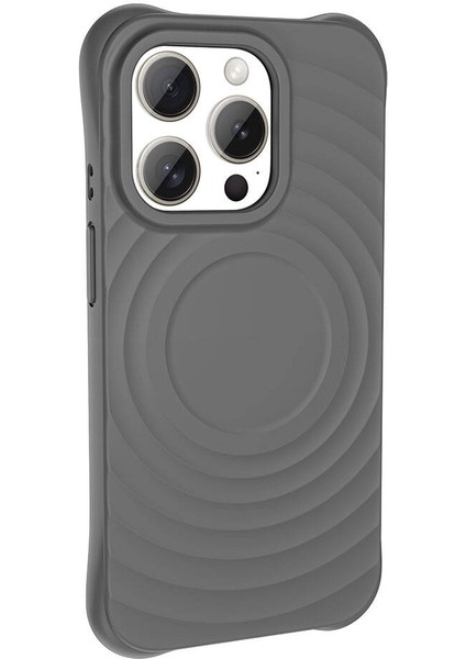 - Apple iPhone 15 Pro - Magsafe Şarj Özellikli Airbagli Mat Görünümlü Hepi Kapak - Gri - T32166
